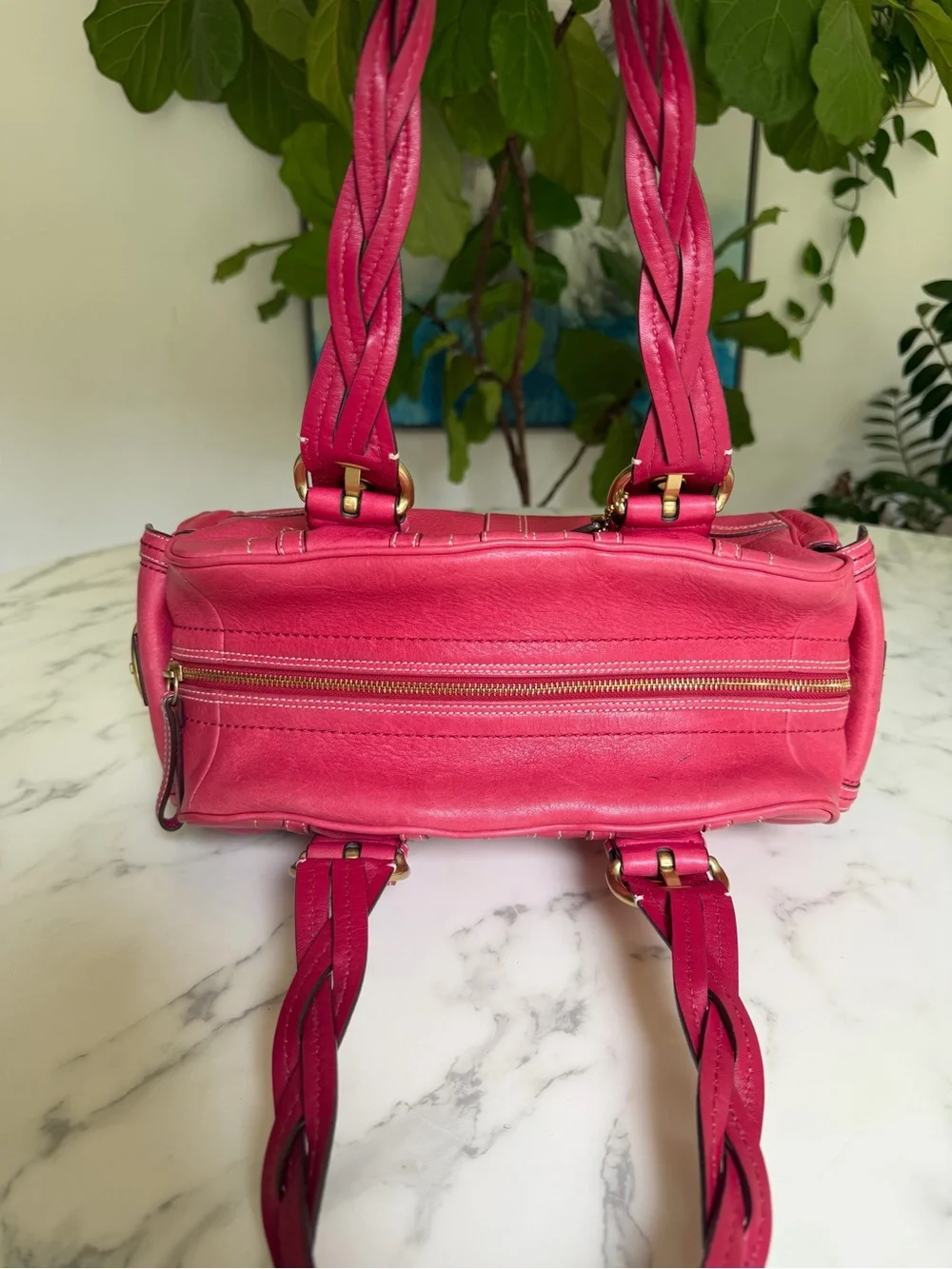 Coach Vintage Y2K Mia Pebbled Leather Satchel with Braided Handles 10048 Pink